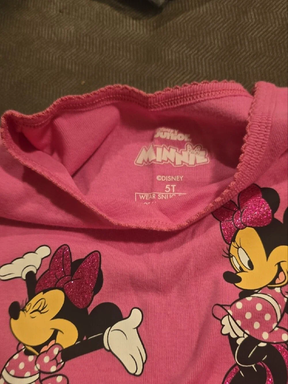 Disney Pink Minnie Mouse Girls Pajama Set with Polka Dot Leggings